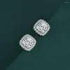 Stud Earrings JADE ANGEL 925 Sterling Silver 3.0ct Square 7 7mm High Carbon Diamond Wedding For Women