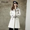 Women's Wool Blends PINK CHIC Lente Herfst Windbreaker Halflange reverskraag Dames Double-breasted tailleriem Retro jas Grace Trench 667 230728