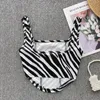 Women's Tanks Women Chic Zebra Print Camis Sexy Club Party Square Neck Crop Top Gothic Irregularity Backles Tank Tops Summer Striped Tube