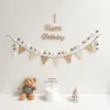 Bannière Drapeaux Enfants Premier Anniversaire Toile De Fond Bunting Set Party Banner Set Bébé 30 100 Jours Décoration Jute Baby Shower Anniversaire 230729