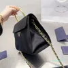 Нейлоновая сумка на плече чистая черная мода Crossboby Bag Сумка сумочка металлическая цепь ярко -золотой треугольник