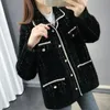 Women's Jackets Korean Fashion Imitated wool Jacket Women Chic Plaid singlebreasted Coat Female Autumn Clasic Black White Outwear Office Lady 230728