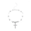 Choker Trendy Perle Kreuz Anhänger Halskette Frauen Mädchen Geschenk Zirkon Intarsien Modeschmuck Hochzeit Armband Set