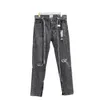 23SS Men USA Washed Broken Holes Denim Pants Long Ribbon Patchwork Jeans High street Trousers Bottoms3201