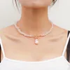 Collane con ciondolo Collana di pietra rosa naturale colorata boema alla moda Collana di perle irregolari fatte a mano per gioielli da donna Regali per feste