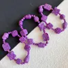 Strand Gros Violet Mica Bracelet En Cristal Naturel Sculpté Fleur Perles Main Rangée Pour Femmes Hommes Poignet Cadeau Pierre De Mode Bijoux