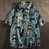 Женские блузки винтажные японские аниме -печати летняя химиза Femme шикарные женщины с коротким рукавом Y2K Harajuku Рубашки лацка