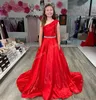 Cherry Girl Preteens Pageant Dress 2024 Shimmer Satin One-Shoulder Little Kid Anniversaire Robe de soirée formelle Infant Toddler Teens Tiny Young Junior Miss Marigold Beaded