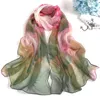 Foulards Plusieurs Couleurs Élégant Dégradé Couleur Rose Fleur En Mousseline De Soie Georgette Écharpe Femmes Foulard Feuille De Lotus Long Châle D'été Bandana