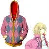 Halloween 3d Japan Anime Howl's Moving Castle Howl Cosplay Costume Casual Long Sleeve Hoodie Jacket Asian Storlek 288n