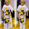 Ubranie etniczne Białe długie sukienki maxi Afrykańskie sukienki dla kobiet 2021 Letnie ubrania Dashiki Sexy Hollow Out Boubo Drain Afriaine 3261
