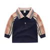 Hoodies Sweatshirts Boys Girls Polo Shirts Clothes Tops Kids Shirts Outwear Stripes Turndown Collar Autumn Long Sleeve Polo Shirt Boys Girls Shirts 230728