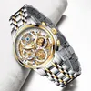 リストウォッチリゲゴールドレディースウォッチクリエイティブスチールスチール製の女性用ブレスレット腕時計