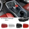 ABS Gear Shift Knob Cover Trim Accessories Red Carbon Fiber For Dodge Challenger 2015 Up Car Interior Accessories2181