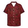 Men's Casual Shirts Polynesian Tribal Samoan Totem Tattoo Samoa Prints Vintage Street Short Sleeve Summer Thin Material Hawaiian Shirt