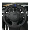Capa de volante de carro de camurça preta diy para bmw e60 e63 e64 cabrio m6 2005 2006 2007 2008 2009 2010 acessórios peças230t