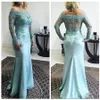 Bateau Neck långa ärmar Slim Formal aftonklänning Applikationer Mermaid Mother Bride Dresses Elegant 2019 Prom Gown Vestidos de 281m