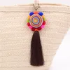 Portachiavi ISINYEE Fashion Colorful Round Pompon Nappa per le donne Ragazze Portachiavi etnico fatto a mano Bohe Sleutelhanger