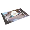 Chemin de Table 4/6 pièces ensemble tapis voiture bleue sur la plage serviette imprimée accessoires de cuisine maison fête napperons décoratifs