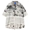 Chemises décontractées pour hommes été hommes bouton hawaïen Hip Hop graphique lettre imprimer Hawaii plage chemise Blouse Streetwear mode Aloha