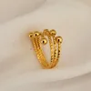 Cluster Rings 24K Gold Color Finger For Women Multi Beads Open Ring Adjustable Anillo Bague Femme Wedding Jewelry Party Gifts Bijoux