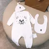 Baby Rompers Soft Cotton Animal Print Newborn Jumpsuit Hat Bibs Suit Infant Boy Girls Long Sleeve Romper Kids Clothing