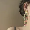 Dangle Earrings Irregular Square Multicolored Crushed Stone Tassel For Women Bohemia Beach Seaside Fashion Jewelry