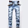 Dye Dye Print Men Jeans Designer Mężczyzna dżinsowe spodnie spodnie zupełnie nowa motocyklista dżinsy hombres proste hombre252m