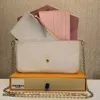 M61276 Felicie -kettingtas Een luxe pochette handtas vrouwen crossbody portemonnee 3 pc's/set messenger tassen favoriete handtassen bloemen schouder dame leer met doos