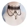 Choker Vintage Gothic Lolita Court Rococo Style Necklace Lace Pearl Elagant Princess For Cosplay Accessory Collarbone Chain