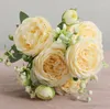 Fiori decorativi 30 cm Bouquet di rose artificiali Peonia di seta Matrimonio Sposa che tiene la decorazione della stanza di casa Tocco reale Puntelli Po falsi