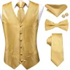 Chalecos masculinos marca de seda para hombres chalecos para hombres rojo azul verde chaleco dorada corbata bowtie gemelos de pañuelo set de cintura para hombres oficina de boda 230729