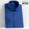 Erkek Elbise Gömlek 2023 Yaz Kısa Kollu Elastik Erkek Formal Katı Düzenli Uyum İşi Ön cep Streç kalitesi olmadan