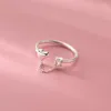 Cluster Ringen 925 Zilver Kleur Geometrische Onregelmatige Hart Ketting Zirkoon Voor Vrouwen Bohemian Retro Verstelbare Antieke Persoonlijkheid Ring