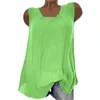 Women's Tanks Ladies Linen Sleeveless Round Neck All Loose Type Solid Color Casual Vest Top