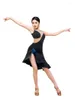 Stage Wear Tank Top Dress Nappa Latin Dance Performance di danza Women Ballroom Samba Tango Suit NERO