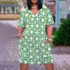 Casual Dresses Summer Women's Dress 3D High Definition Printed Top Light Green Pattern Beach Skirt 2023 Knee