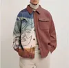 Herrjackor kläder 2023 Autumn Winter European American Fashion Printing Casual Loose Jacket Young Men Lapel Trend Streetwear Coat