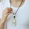 Pendant Necklaces Women Vintage Leather Cord Black Contrast Color Alloy Circle Long Chains For Banquet Party Fashion Jewelry