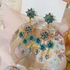 Ohrhänger, 1 Paar, Kunstkristall-Quasten, blau, Vintage, langer Tropfen für Hochzeit