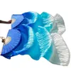 Stage Wear 1pair 1pc Imitation Silk Belly Dance Veil Fans Bamboo Ribs Handmade Dyed Performance Long Fan Dancing2758