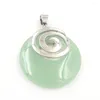 Pendant Necklaces Green Aventurine Silver Plated Spiral Round Hollow Amethysts Stone Fashion Jewelry