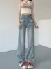 Damen Jeans Damen Vintage Ripped Wash Denim Hosen Baggy Harajuku Baddie Lange Hosen Y2k Streetwear 2000er Jahre Ästhetische Koreanische Mode