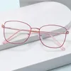 Solglasögon Metallram Anti-Blue Light Plat Glasses Women's Fashion Cat Eye Computer Optical Gyeglass Wholesale