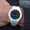 Original Shock Watch Digital Sport Quartz 2100 Unisex Watch White Rainbow Oak Series Löstagbar och montering av vattentät Dial270A