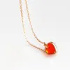 Chains S925 Sterling Silver Cute Little Heart Red Agate Necklace For Young Girls And Women Birthday Present Marry Anniversary Gift