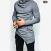 Camisetas masculinas 2023 primavera e outono colarinho manga longa moda fina cor sólida masculina