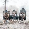 Vêtements pour chiens chapeau d'hiver bonnet pompon tricoté drôle avec coutures d'oreille gland corde chaud coupe-vent isolé couvre-chef