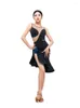 Stage Wear Tank Top Dress Nappa Latin Dance Performance di danza Women Ballroom Samba Tango Suit NERO