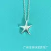 Designer Brand Tiffays S925 Pure Silver Starfish Collana a stelle a cinque puntate con versione minimalista e di nicchia di nicchia della catena di colletti